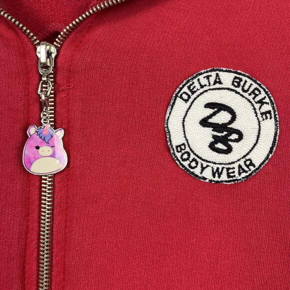 VTG Delta Burke Bodywear Hoodie Vest Womens SZ 1X Red Zip 90s Retro Activewear - Picture 6 of 9